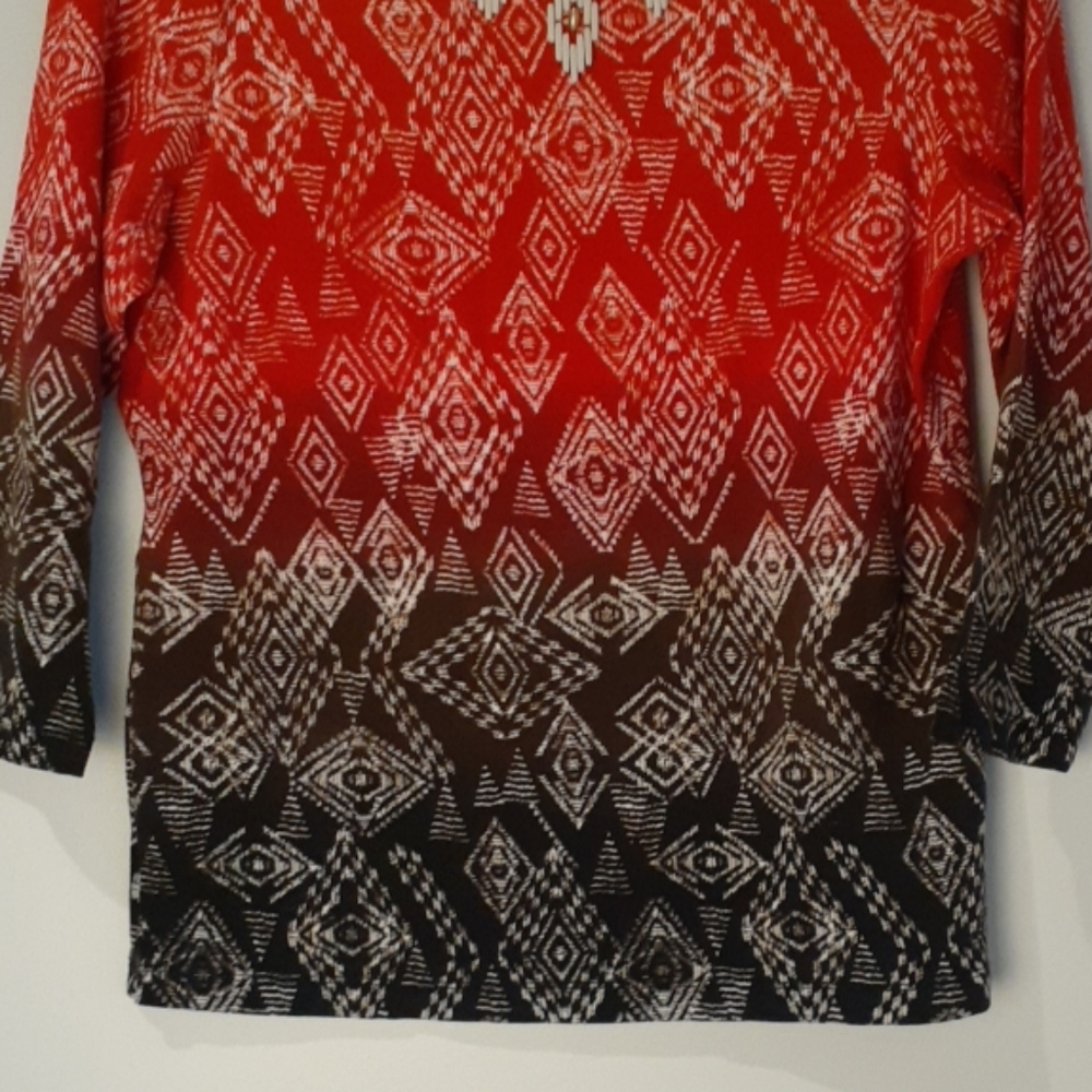 Ruby Rd Multi Colored Dimond Tribal Top Pm - image 3